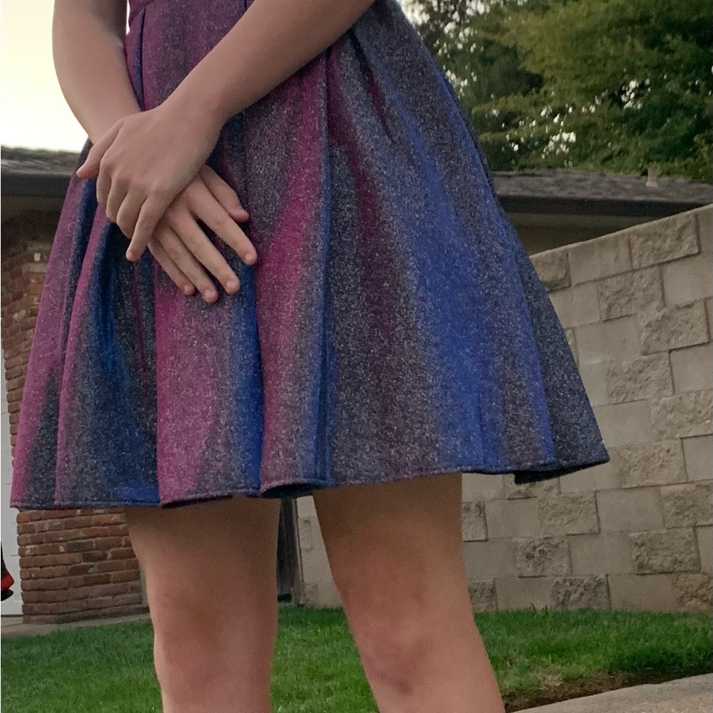 Betsy & Adam Blue and Pink Prom Dress - Picture 3 of 4
